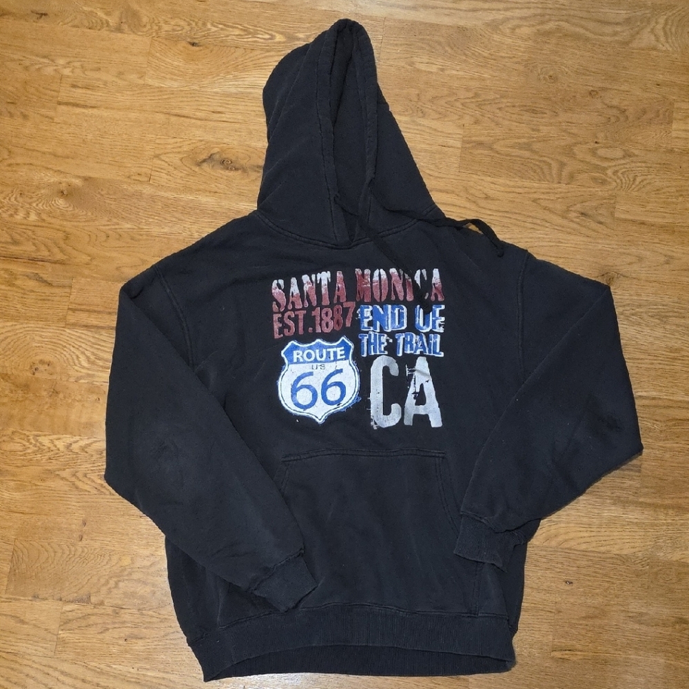 Black Santa Monica Graphic Hoodie